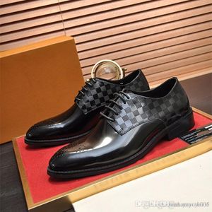 A4 Mode Chaussures habillées formelles de haute qualité pour les marques douces Designer Hommes Chaussures en cuir véritable Bout pointu Mens Designer Business Oxfords Chaussures de sport