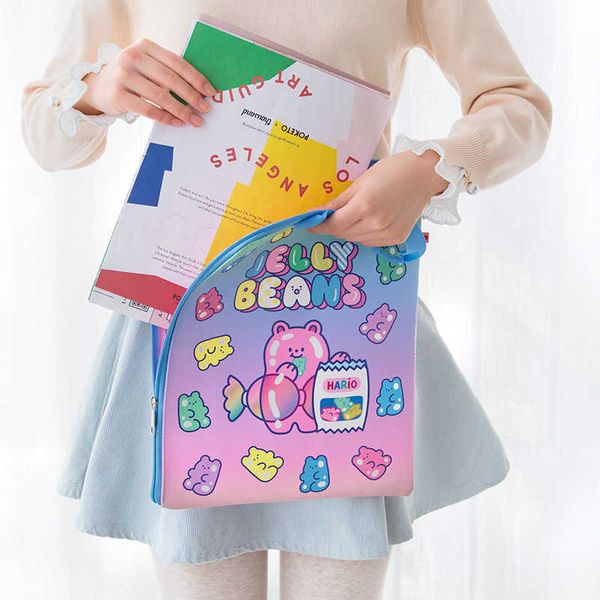 A4 fichier dossier mignon ours Document organisateur support coréen 13 pouces ordinateur portable Fichario pour Gilrs Kawaii Information sac papeterie