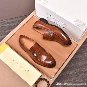 A4 Men Designer Locs décontractés Générat en cuir authentique sur des chaussures robes formelles de mariage Men Brand Brand Business Flats Taille 38-45