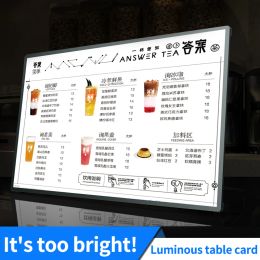 A4 Déménagement USB LED Light Restaurant Metal Menu Menu Menu Signers Signes pour Promotional Desktop Bier Bar Shop