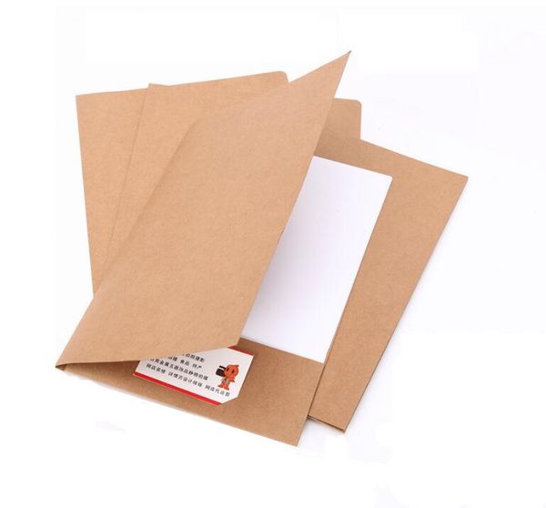 Carpeta de archivos de papel A4 con bolsillo, bolsa para archivar documentos en papel blanco Kraft y colores negros, almacenamiento de oficina 22*31cm