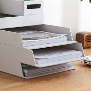 A4 Paper Organizer Document Plastic Case Office Table Desk Storage Superposition Boîte de fichiers de remplissage