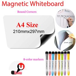 A4 A4 Blanc Magnetic Whiteboard réutilisable Sticker Sticker Dry Wipe Mark Graffiti, Write Memo, Message Board, annonce Board