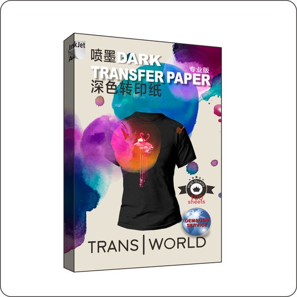 Produits de papier de sublimation A4, papier d'impression de copie d'image par transfert de chaleur à lumière foncée pour T-Shirt