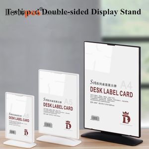 A4 T / L Vorm Zwart Wit Plastic Tabel Tent AD Frames Teken Holder Holder Display Stand Menu Prijs Lijst Posterhouder Kader