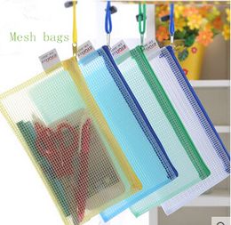 A4 étanche grille données belle papeterie sac en papier étudiants reçoivent sac transparent fermeture éclair enveloppe
