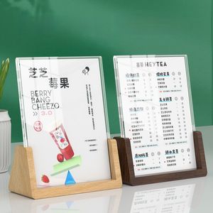 A5 148x210mm houten tafel top Acryl bord houder display standaard menu papierhouder flyer foto foto poster frame