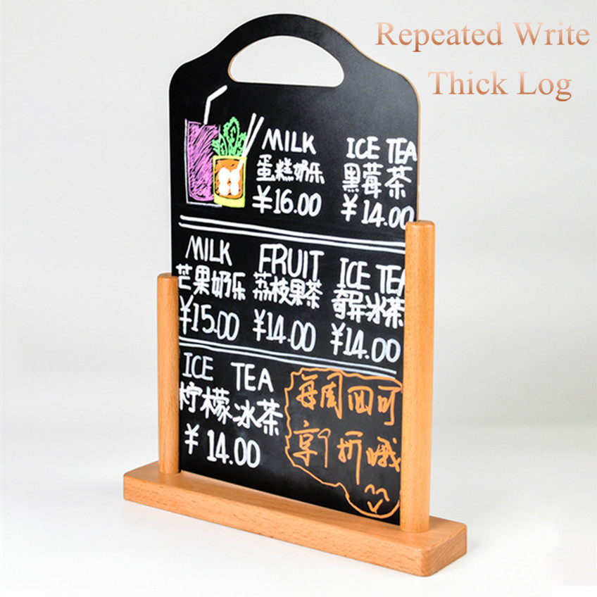 A5 210*148mm Double Side DIY Wooden Restaurant Upright Menu Price Sign Table Display Stand Menu Frame Advertising Chalkboard