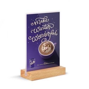 A5 A6 A4 Solid Wood Base Acryl Sign Houder Dubbelzijdig POS Retail Frame Teller Top Poster Informatie Menu Houder