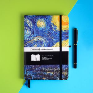 Starry Night A5 Bullet Disted Journal Hard Cover Notepad Travel Planner Diary Van Gogh Blossoming Almond Tree Dot Grid / Bined / Plain Notebook
