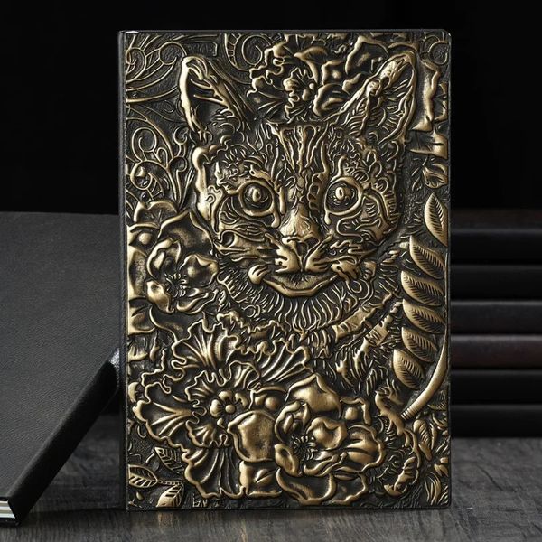 A5 Cat Star Hardcover Retro Notepad Student Learning Record Imitation Le cuir Notebook Business Office Papery 240428