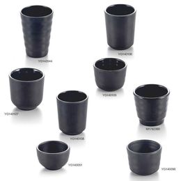 A5 Melamine Servies Water Cup Restaurant Black Frost Imitatie Porselein Servies Theekop Melk Thee Commerciële cup234j