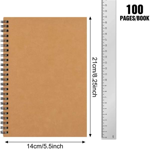 Notepad A5 Libros de bocetos de bocetos de Spiral Notebook de Notebook sin forro para dibujar suministros de oficina 100 páginas en blanco 50