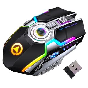 Ratón inalámbrico recargable A5 para juegos, 2,4 GHz, 1600DPI, silencioso, inalámbrico, 7 teclas, USB, retroiluminación óptica para juegos, para ordenador portátil, PC de escritorio