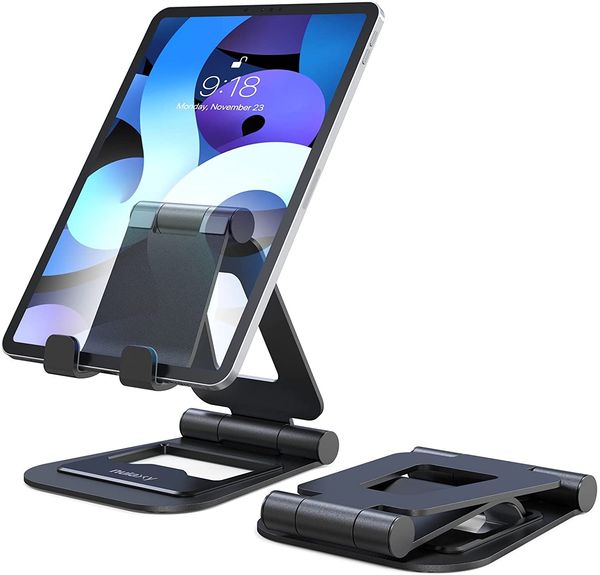Support de tablette A5, support de bureau pliable entièrement réglable, compatible avec iPad Air 4/Mini, nouvel iPad 10.2/9.7, iPad Pro 11/12.9, Samsung, noir