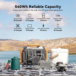 Centrale électrique Portable A501, 540wh, 150000mAh, batterie de secours, générateur solaire, batterie externe pour Camping en plein air