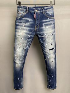 A507 HOMME JEANS trou patch protection de l'environnement point matériel broderie logo marée marque jeans ne se décolore pas mode all-match pur coton micro-élastique