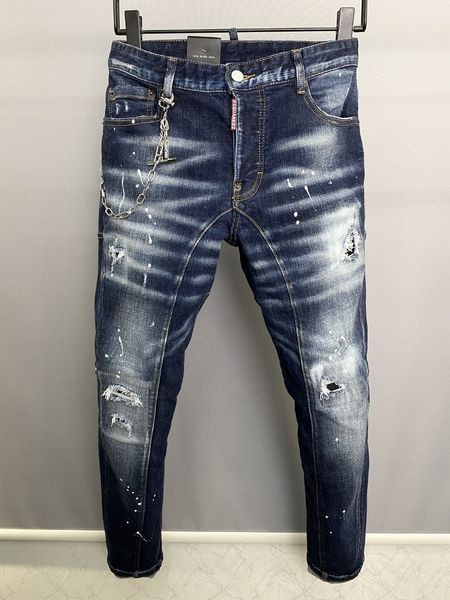 A508 HOMBRE JEANS agujero parche protección del medio ambiente punto material bordado logo marea marca jeans no se desvanecen moda todo-fósforo puro algodón microelástico