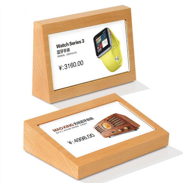 A6 150x100mm soporte de señal de acrílico de madera maciza soporte de mesa etiqueta de precio etiquetas de papel póster imagen menú marco de exhibición