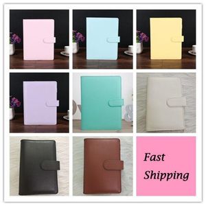 A6 8 Colors DHL Creative Waterproof Macarons Binder Hand Ledger Notebook Shell Losse blad Kladblokken Dagboek Stationerij Cover School Office Supplies