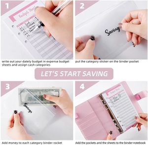 A6 Binder Budget Notebook Personal Planner Organizer System met Binder Pockets Cash Envelope Wallet voor het besparen van geldbudgettering