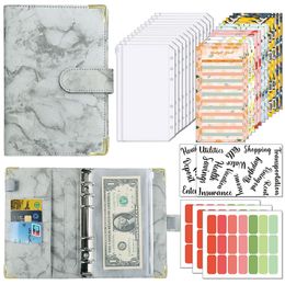 A6 Budget Planner Binder Cash Envelopes Party Favor Leather 6 Ring Bill Organizer 12 Binder Pockets 12 Feuilles Carte