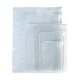 A6 Duidelijke Ponse Binder -zakken Zakken voor notitieboekjes 6 Gaten Zipper Losse bladtas PVC Frosted notebook Inserts Organiseren Document ST3068311
