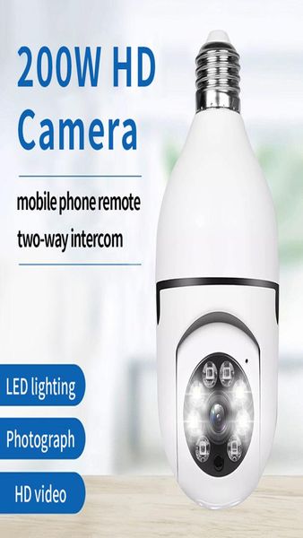 A6 E27 Bombilla Cámara de vigilancia 200W HD 1080P Visión nocturna Detección de movimiento Red interior al aire libre Monitor de seguridad Cámaras8334676