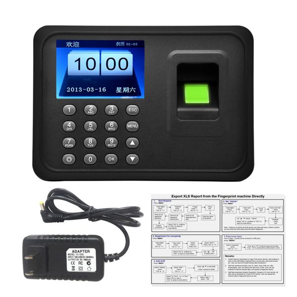 Freeshipping A6 Registrador de tiempo de asistencia de huellas dactilares Sistema de control del registrador de tiempo del empleado para la oficina del empleado