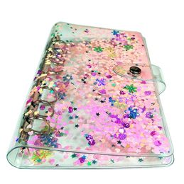 A6 Notepads Kleurrijke Binder PVC Rainbow Clear Circular Ring Shell Zachte Notebook Cover Simple Waterdichte reishandboek Buitenbehuizing