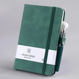 A6 Pocket Notebooks avec stylo 200 pages Bloconnettes-notes en cuir Note de planification des cadeaux et journaux fournitures scolaires papeterie 240409