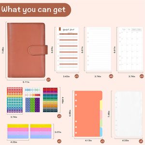 A6 PU Binder Budget Macaron Organizer Spiral Planner Block notes Copertine con tasche per buste con cerniera