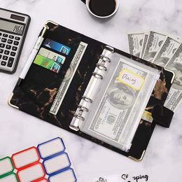 A6 PU Leather Budget Binder Cash Envelops Planner Organizer, met rits enveloppen, kostenbudgetbladen voor financiële besparing