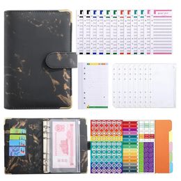 A6 Pu lederen notitieboekje Budget Binder Hervulbare 6 Ring Geldbesparende losse bladzak Geldenveloppen voor Planner Persoonlijke organisator 240306