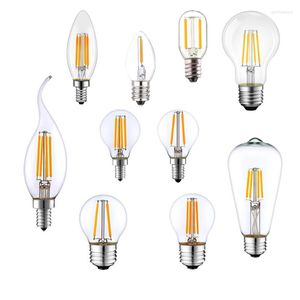 A60 Retro Edison Globe LED -lamp E14 E27 Warm Wit 2700K Vintage Ampoule Lamp Clear Glass Filament Dimable