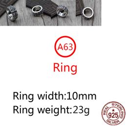 A63 S925 Bague En Argent Sterling De Mode Rétro Personnalité Croix Willow Nail Lettre Net Rouge Polyvalent Punk Style Bijoux Cadeau pour Amoureux