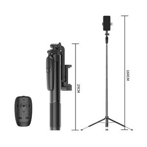 A66 Stack Anti-Shake Bluetooth Selfie Stick Mobiele telefoonhouder Outdoor Live-uitzending Vloer Aluminium staaf Statief Schieten groothandel