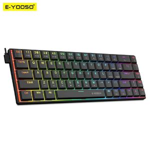 A68 RGB E-YOOSO Mini Slim USB Bedraad Mechanische Gaming Toetsenbord Rode Schakelaar 68 Toetsen Braziliaanse voor Compute PC Laptop HKD230808