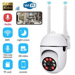 A7 Mini caméra Wifi Caméras IP sans fil PTZ Webcam Caméra de sécurité Smart Home Baby Monitor CCTV 1080P Conversation bidirectionnelle LED Vision nocturne Détection de mouvement Caméscope vidéo