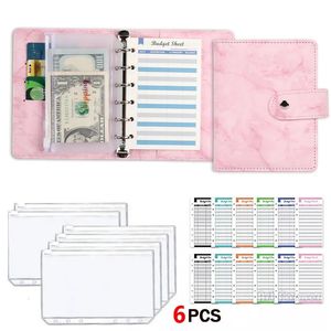 A7 PU lederen binder notebook agenda planner cash System setbinder pocket voor geld budget sparende factuur organisator huisvesting 240415