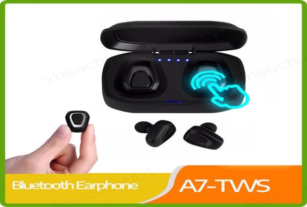 A7 TWS Wireless Bluetooth Earphone Stereo Bass Bass Hands Hands Sport Bluetooth Earpod pour Xiaomi Huawei Phone PK i10 TWS X2T8201191