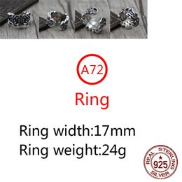 A72 S925 Sterling Silver Ring Fashion Retro Personality Aggressive Boat Anchor Hip Hop Letter Net Red Versatile Punk Style Jewelry Gift for Lovers