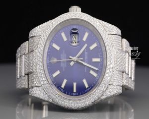 A7AU Elegante personalizado Hip Hop Lujo Dign Blue Dial Stainls Steel Iced Out Moissanite Diamonds Reloj de alta calidad Rapero JewelryWEC1YBKFSCG1