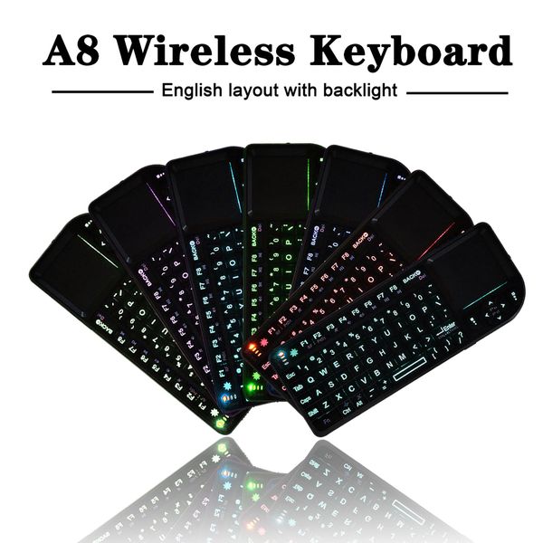 A8 2,4G teclado inalámbrico Air Fly Mouse Original Mini teclado de mano Touchpad para Smart TV para Android tv PC Laptop