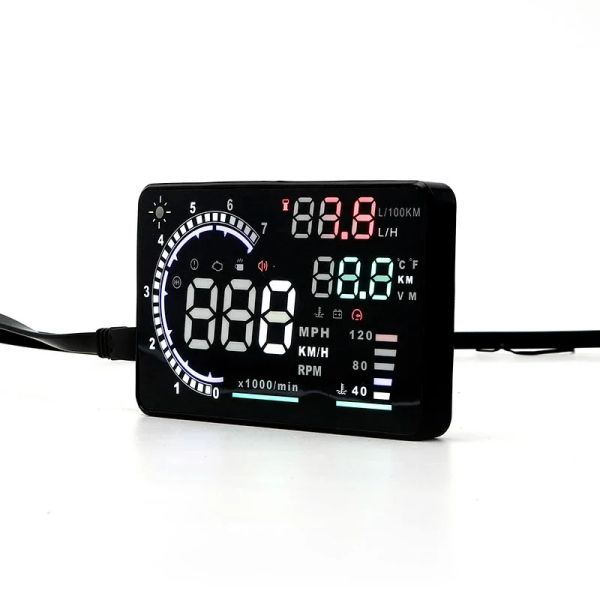 A8 5.5 pulgadas EOBD OBD2 HUD CAR CABE DE CAR PANTALLA ALARMA DE ALMA DE LA ALMA DE LOS ELECTRIMIENTOS DEL SPELINO DIGITAL LCDAUTO