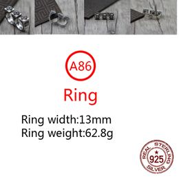 A86 S925 Bague en argent sterling Mode Rétro Personnalité Agressive Cross Willow Nail Hip Hop Lettre Net Rouge Polyvalent Style Punk Bijoux Cadeau pour les amoureux