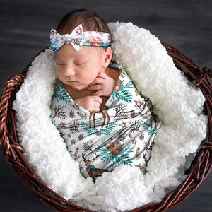 A877 Florales bebé muselina Swaddle Wrap manta envuelve mantas ropa de cama de guardería toallas paño infantil envuelto con diadema DIY