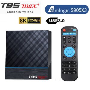 T95 Max Plus 8K TV Box Amlogic S905X3 Android 9.0 TVBox 4 Go 64 Go Dual WIFI 3D HDR Media Palyer Home Movie Airplay DLNA Jeu Smart STB