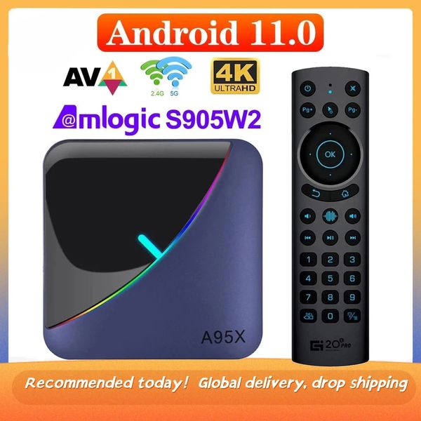 A95X F3 Air II RVB Smart TV Box Android 11 Amlogic S905Y4 4 Go 32 Go Prise en charge dual WiFi 4K 60FPS BT5.0 TVBOX PK H96 MAX V11