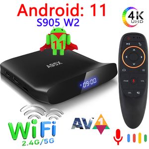 A95X W2 Android 11 Smart TV Box Amlogic S905W2 4GB 64GB 2.4G 5G Wifi 4K BT5.0 Lecteur multimédia HD 2GB 16GB A95XW2 G10S Commande vocale